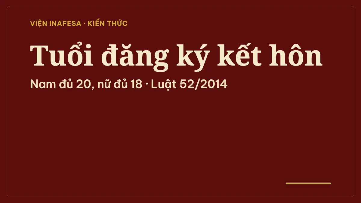 Ảnh chữ: Tuổi đăng ký kết hôn, nam đủ 20, nữ đủ 18 theo Luật 52/2014